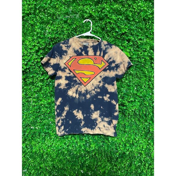 Vintage Acid Wash Superman Logo T-shirt, Adult Mens Small, Reworked apparel, Mad - Picture 1 of 2